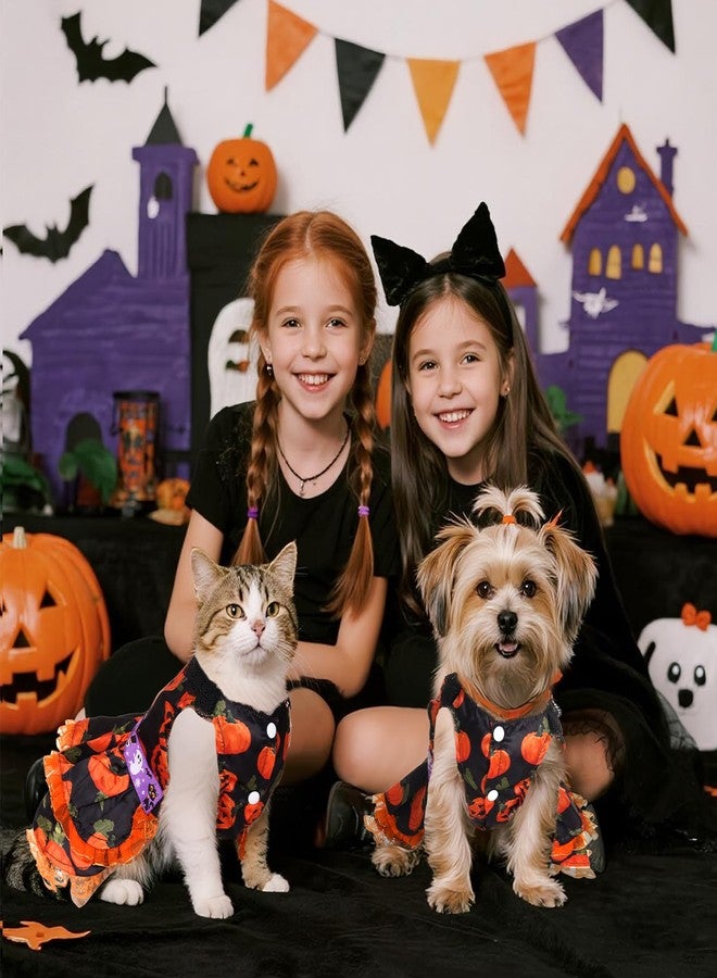 تونج كلاود فستان هالوين للكلاب من تونغ كلاود، زي تنكري لطيف على شكل يقطينة للكلاب الصغيرة، فستان جرو بدون أكمام مكشكش للقطط، ملابس تنكرية للحيوانات الأليفة، زي تشيهواهوا ويوركشاير للعطلات (مقاس متوسط) - Image 5