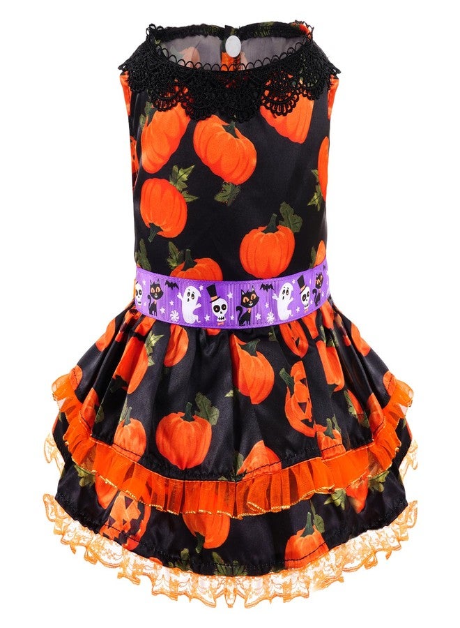 تونج كلاود فستان هالوين للكلاب من تونغ كلاود، زي تنكري لطيف على شكل يقطينة للكلاب الصغيرة، فستان جرو بدون أكمام مكشكش للقطط، ملابس تنكرية للحيوانات الأليفة، زي تشيهواهوا ويوركشاير للعطلات (مقاس متوسط) - Image 1