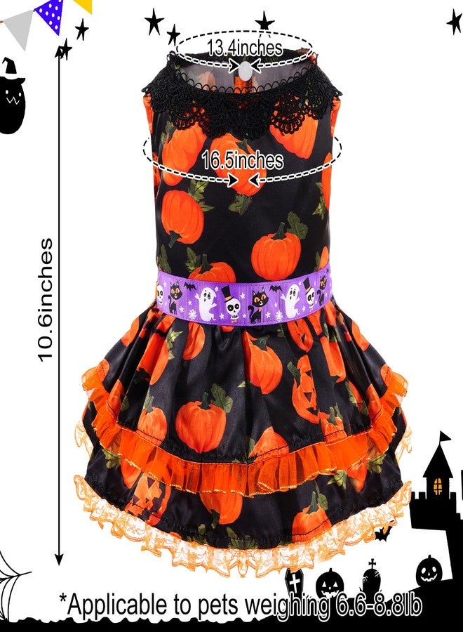 تونج كلاود فستان هالوين للكلاب من تونغ كلاود، زي تنكري لطيف على شكل يقطينة للكلاب الصغيرة، فستان جرو بدون أكمام مكشكش للقطط، ملابس تنكرية للحيوانات الأليفة، زي تشيهواهوا ويوركشاير للعطلات (مقاس متوسط) - Image 4