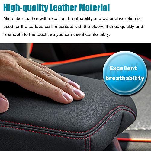 LEXLEY Armrest Box Cover Center Console Pad Waterproof Anti-Scratch Leather Protector Covers For Honda Accord 2018 2019 2020 2021 2022-Red Stitches - Image 5