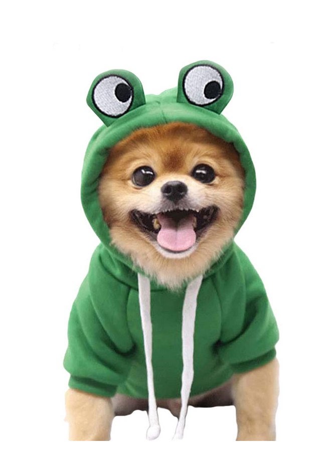 شياويو ملابس الحيوانات الأليفة XIAOYU، سترة دافئة للكلاب، معطف، ملابس خريف وشتاء للجراء، بدلة مع غطاء للعين، ضفدع، مقاس S - Image 1