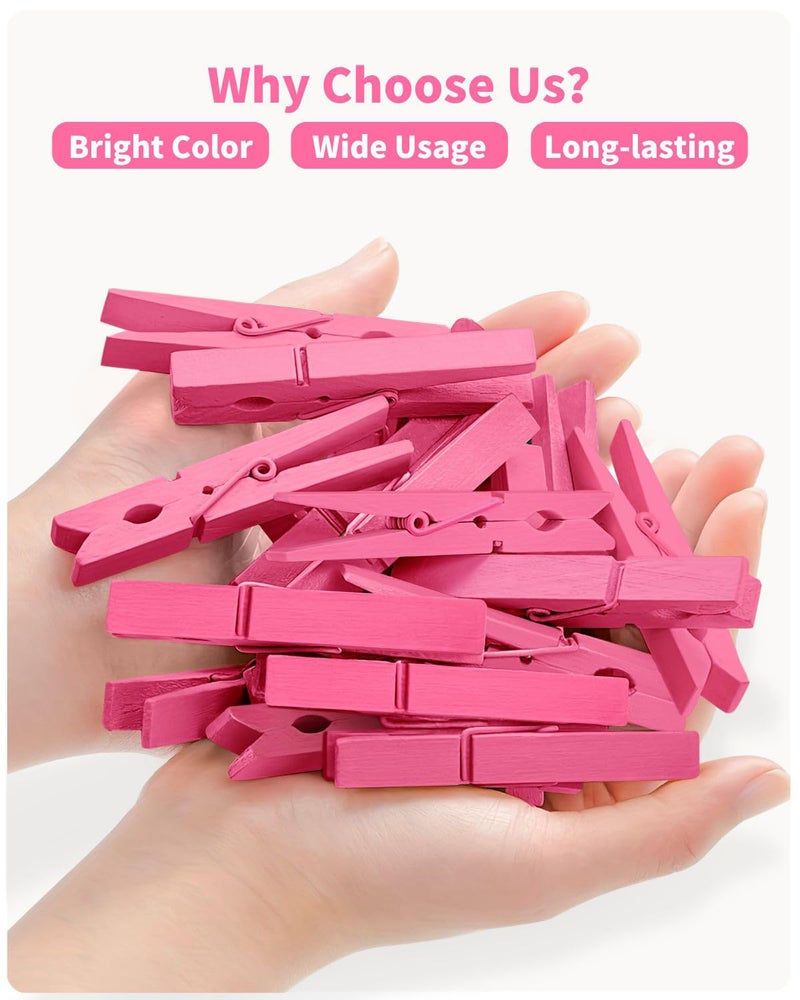 SF SOONEAT Pink Clothes Pins for Baby Shower 2.9" 50 Pack (Colored Clothespins Cheer Pin for Backpacks Decorations Team Games Decorative Crafts Pegs Photos Pictures Decoration Clip Clothing Hanging Closepins) - Image 2