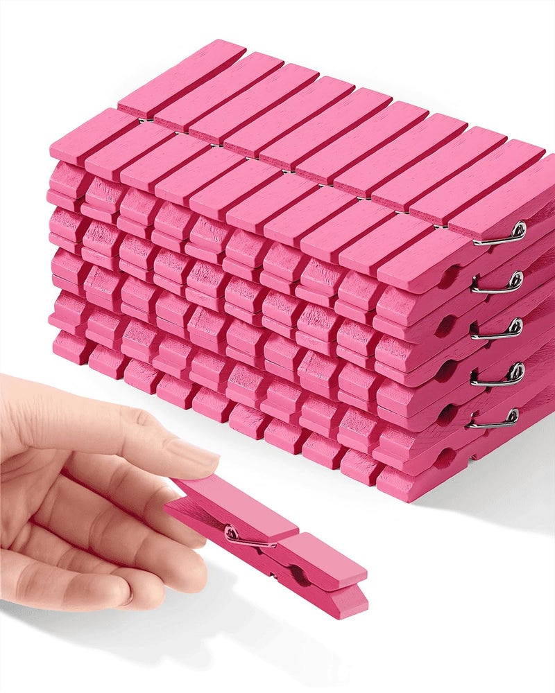 SF SOONEAT Pink Clothes Pins for Baby Shower 2.9" 50 Pack (Colored Clothespins Cheer Pin for Backpacks Decorations Team Games Decorative Crafts Pegs Photos Pictures Decoration Clip Clothing Hanging Closepins) - Image 1