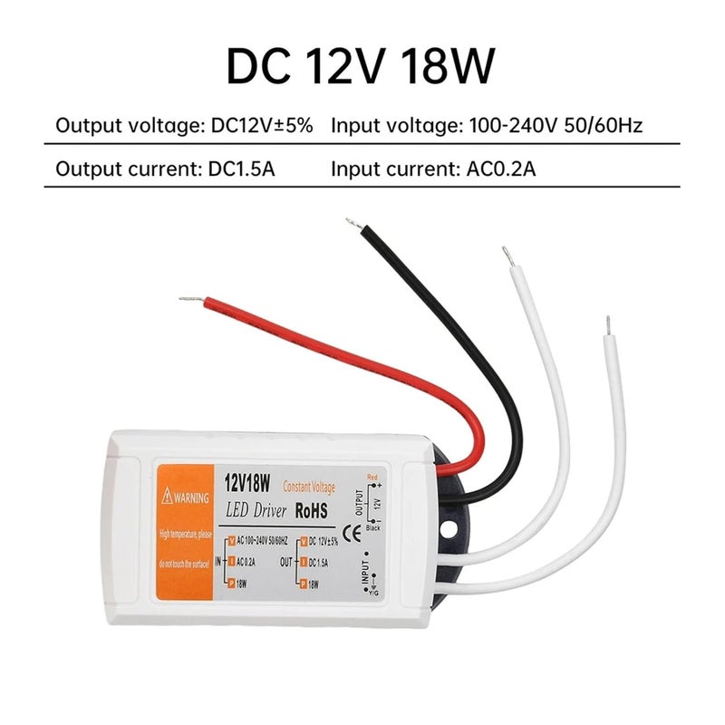 18W 12V LED Driver Power Supply AC 90 240V to DC 12V Converter for LED Strip Lighting - Image 3