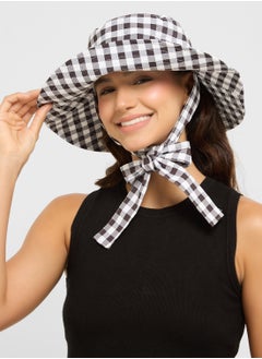 Ginger Gingham Print Wide Brim Hat  - Image 4