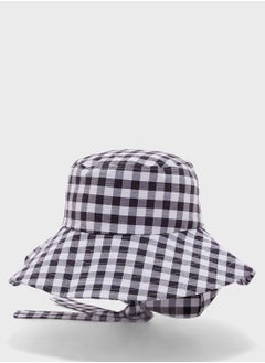 Ginger Gingham Print Wide Brim Hat  - Image 3