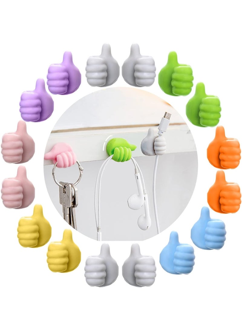 20Pcs Silicone Thumb Wall Hooks – Self-Adhesive Cable Organizer Clips, Multifunction Cord Holders & Key Hangers for Kitchen, Bathroom, Desk, or Car - Image 1