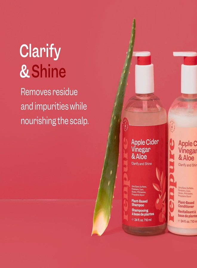 Renpure Apple Cider Vinegar & Aloe Shampoo, Plant-Based – Clarifies, Removes Residue and Nourishes for Shiny, Healthy Hair – For Dull Hair - Apple Cider Vinegar, Aloe Leaf Juice – 24 Fl Oz - Image 2