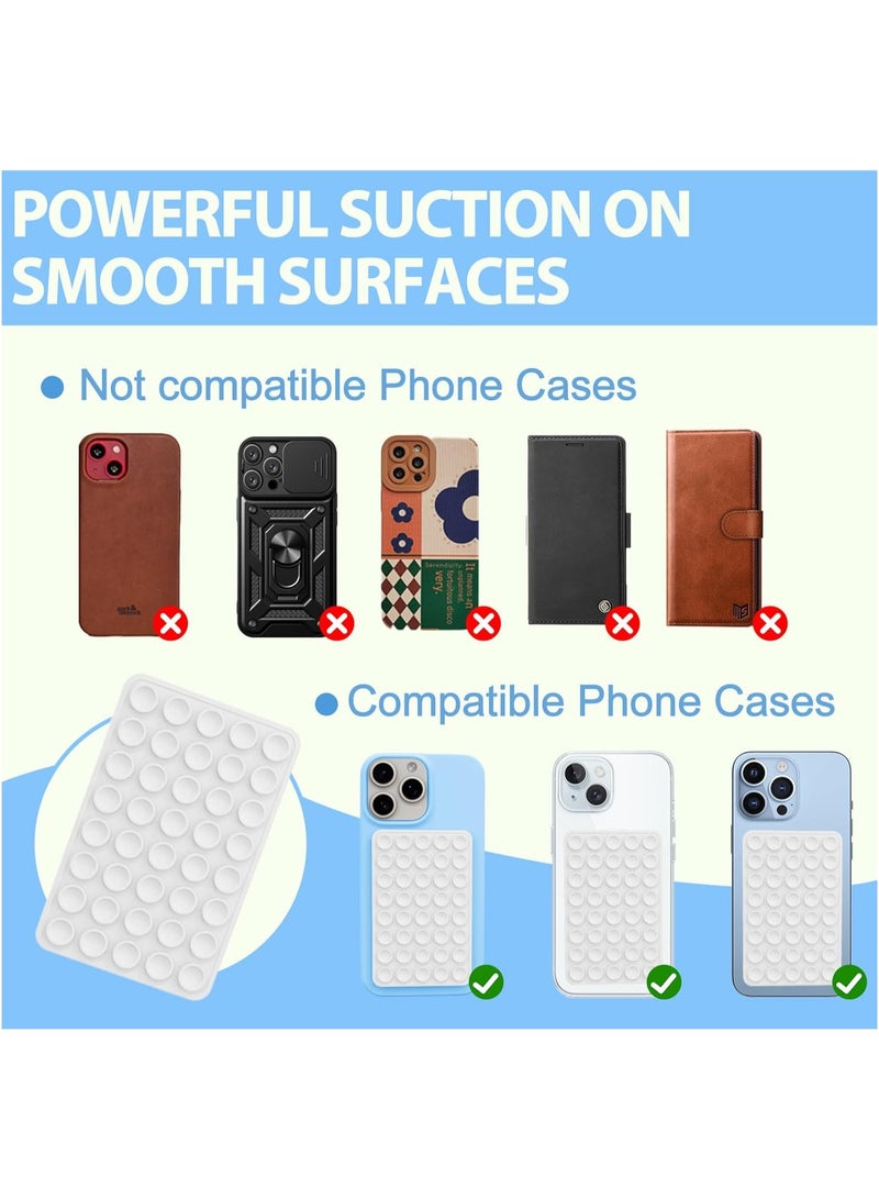 Double-sided suction power phone case stand, 4Pcs Silicone Phone Suction Grip Compatible with iPhone and Android Cases, Anti-Slip Hands-Free Mobile Accessory Holder, Sticky Phone Grip for Tiktok Videos and Selfies(white) - Image 3
