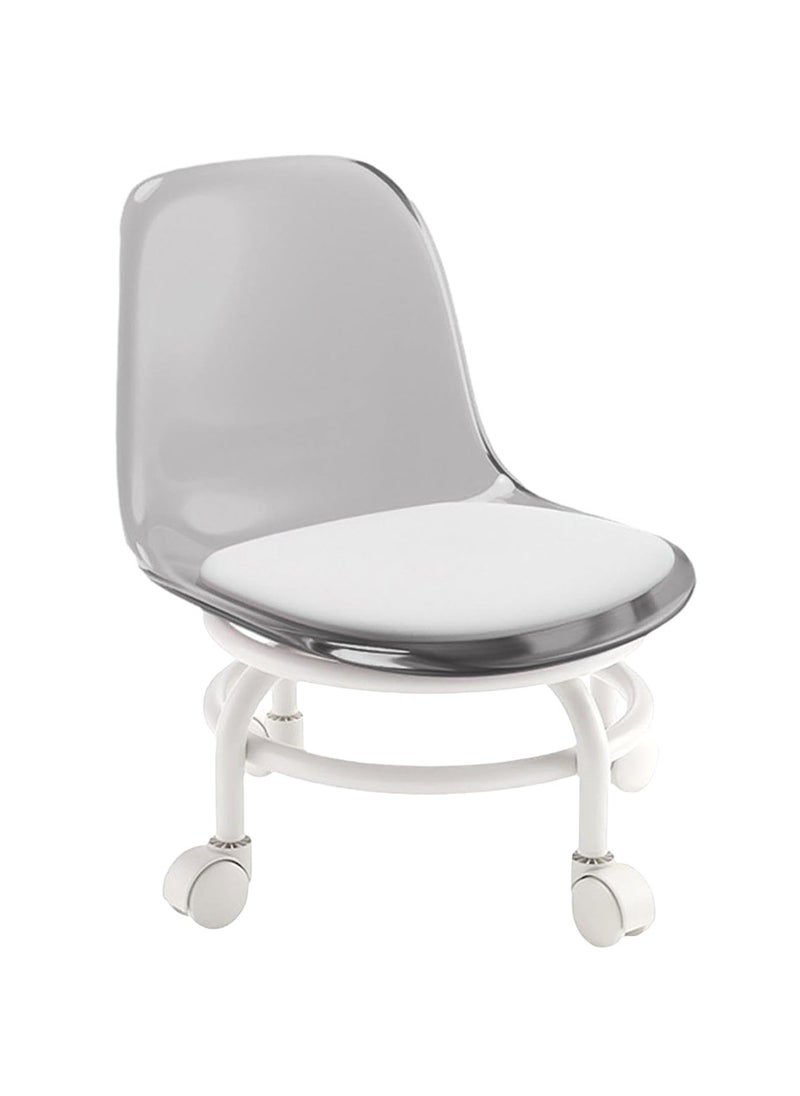 brunson Multi-Purpose Adjustable Rolling Salon Chair with Backrest Drafting Spa Bar Medical Salon Tattoo Stool Chair with Wheels 360 Swivel Heavy Duty Weight Capacity  Low rolling chair Pedicure Chair Acrylic Stool with Wheels Transparent Plastic Chair  - Image 1