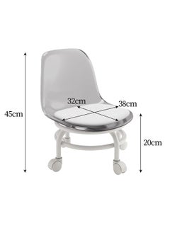 brunson Multi-Purpose Adjustable Rolling Salon Chair with Backrest Drafting Spa Bar Medical Salon Tattoo Stool Chair with Wheels 360 Swivel Heavy Duty Weight Capacity  Low rolling chair Pedicure Chair Acrylic Stool with Wheels Transparent Plastic Chair  - Image 2
