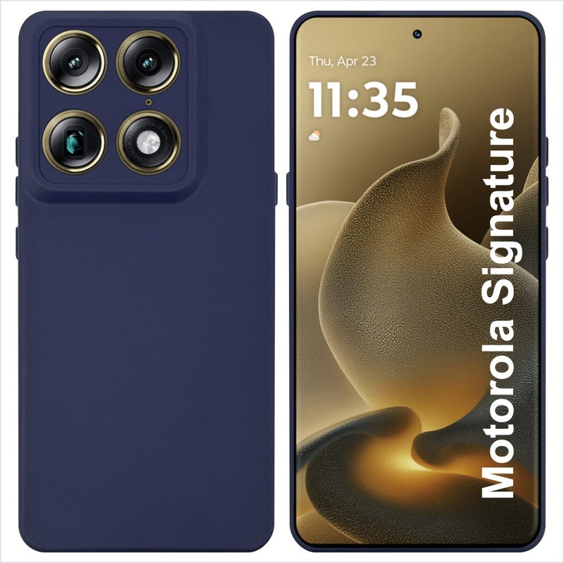 SBMS Silicone Back Cover Case for Motorola Signature | Soft Micro-Fibre Lining Inside | Camera Protection Bump | Shockproof Back Cover Case for Moto Signature (Candy Cloth_Blue) - Image 1
