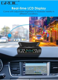 GROIC Tire Pressure Monitoring System Wireless Solar TPMS Car Tire Pressure Warning System Auto Tire Pressure Monitor with External Sensors Temperature Alarm for Car SUV Sedan RV  - Image 2