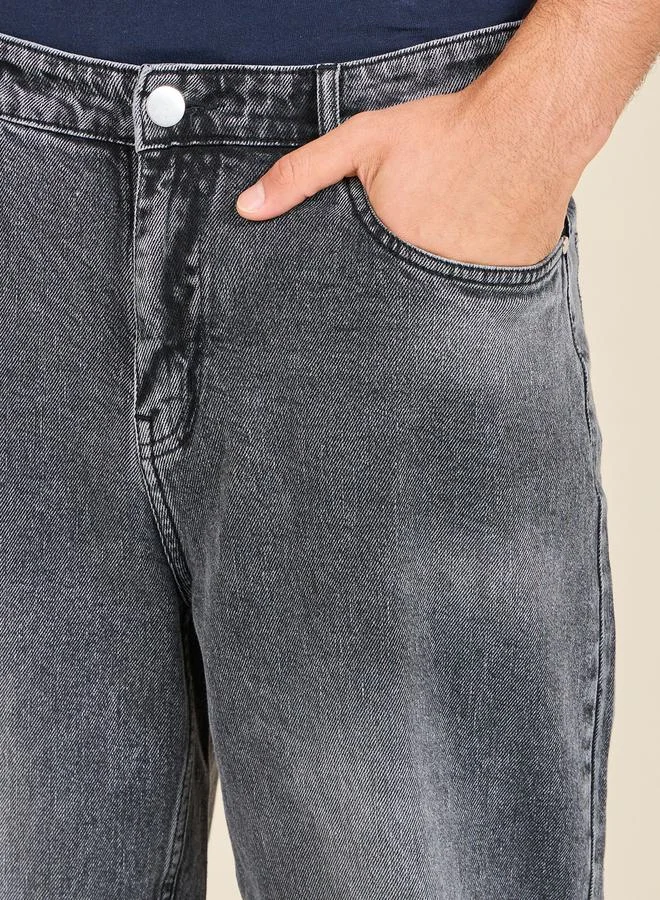 ستايلي Mid Wash Balloon Fit Knee Dart Jeans