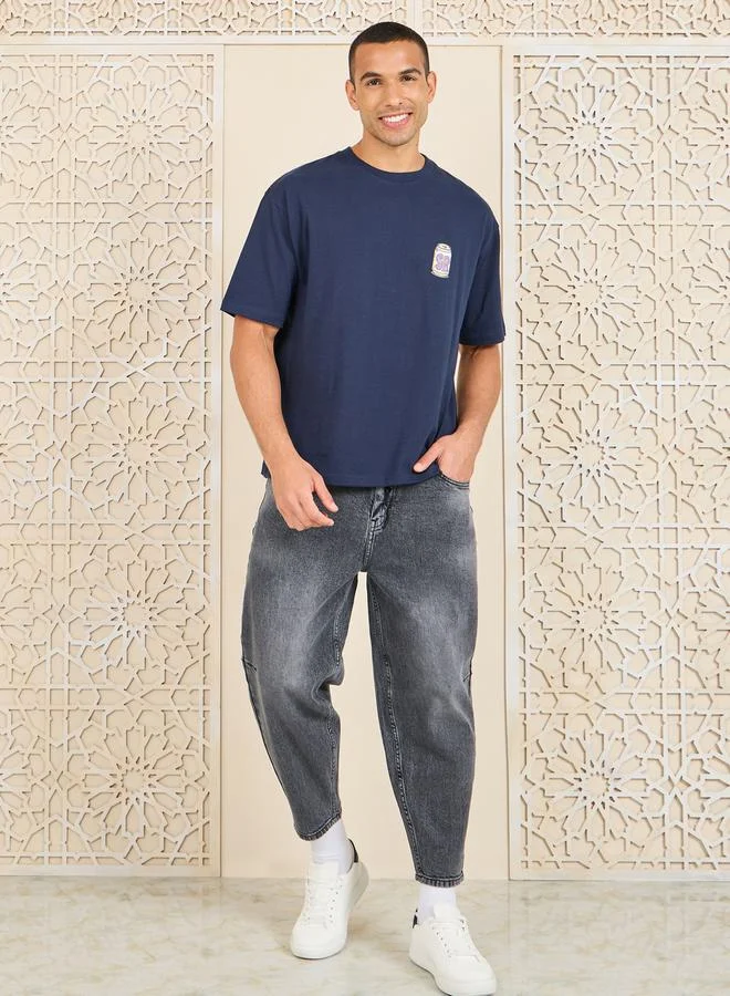 ستايلي Mid Wash Balloon Fit Knee Dart Jeans