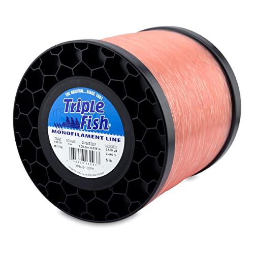 Triple Fish Monofilament Line, 100 lb / 45.3 kg Test, .039 in / 1.00 mm Dia, Pink, 5 lb / 2.26 kg Spool, 2675 yd / 2446 m - Image 1