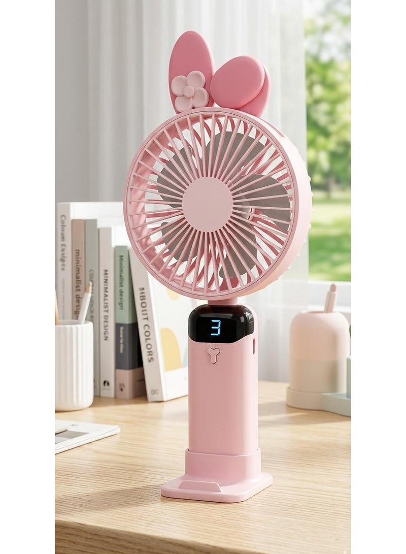 3-in-1 handheld fan with digital display + stand, 5 speeds - Image 1