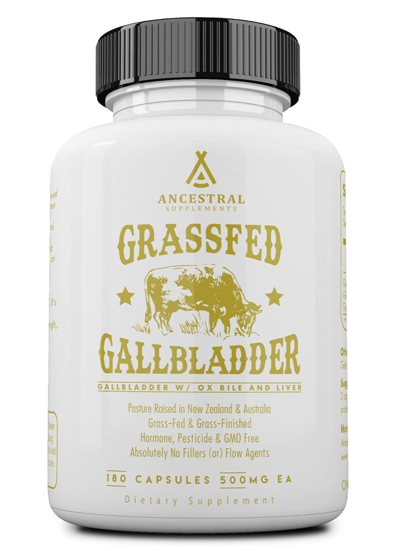 Ancestral Supplements Grass Fed Beef Gallbladder Supplements 180 Capsules 