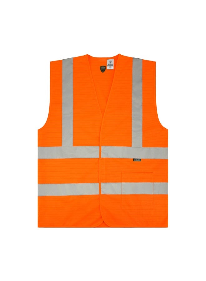 Shield Anti-Static Safety Vest with Velcro Closure – High Visibility Industrial Vest for Electrical and Hazardous Work Environments
HI VIS ORANGE COLOR - Image 1