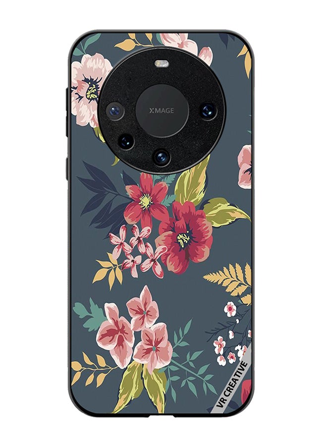 VR CREATIVE Protective Case Cover For Huawei Mate 60 Gray Flower Design Multicolour - Image 1