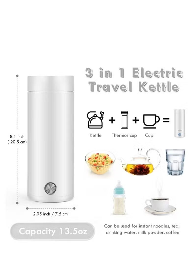 Portable Electric Kettle 400ml Travel Tea Kettle with Non stick Coating Double Wall Water Boiler Bottle Insulated Coffee Thermos Mug Fast Boil and Auto Shut Off Hot Water Heater - Image 4