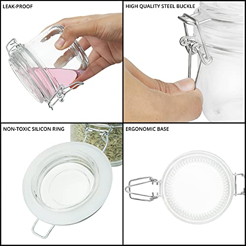 ABOUT SPACE Airtight Container Glass-3 Pack Seasonal Spice Container Jars with Lid & Wooden Spoon Canister Kitchen Condiment Food Storage Jar for Storing Salt Pepper Chilly Flakes (Transparent -200ml) - Image 4