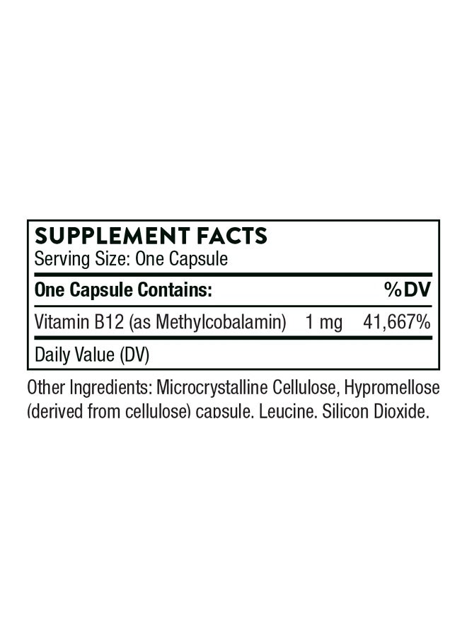 Thorne فيتامين ب12 - كمثيلكوبالامين - يدعم صحة القلب والأعصاب، وظيفة خلايا الدم، النوم الصحي والميثيلation* - خالي من الجلوتين، الألبان وفول الصويا - 60 كبسولة - Image 2