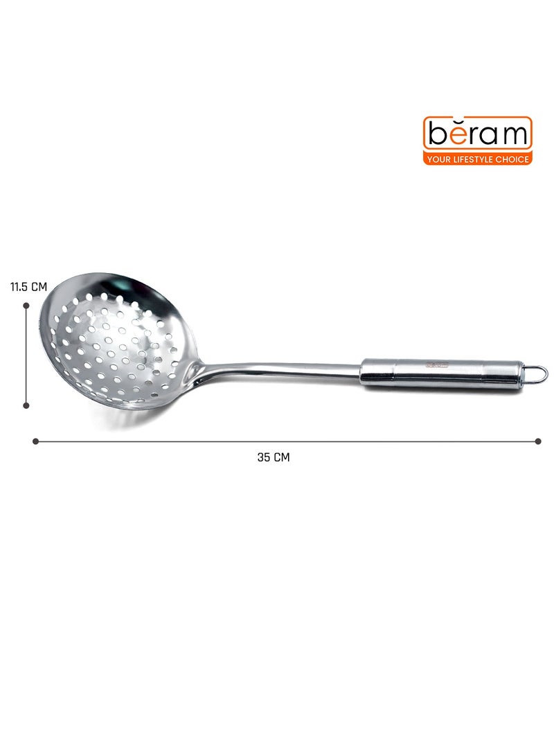 BERAM Stainless Steel Skimmer Food Drainers  Kitchen Cooking Tool  Matte Finish Utensils  100% Food Grade Elegant Design Compact Food Strainer & Oil Draining Spoon for Kitchen Use - Image 5