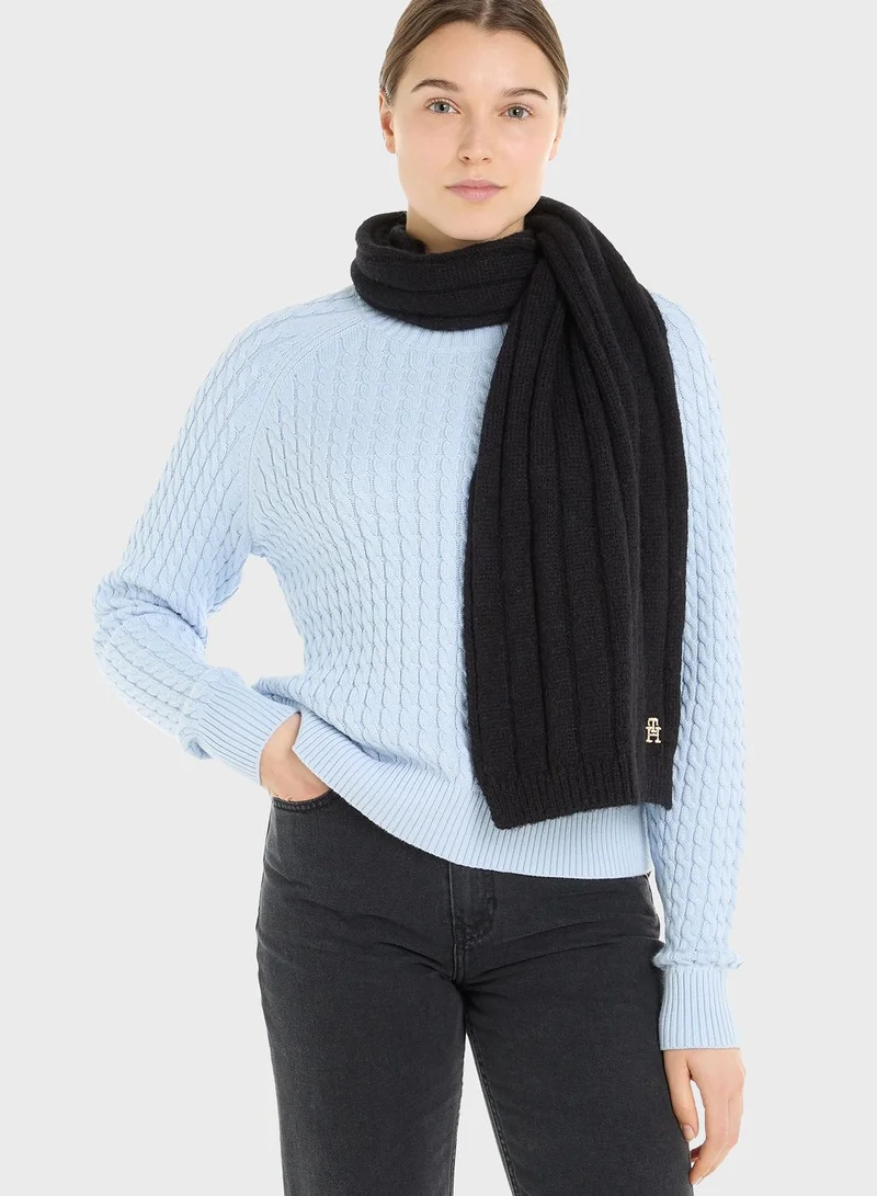 TOMMY HILFIGER Timeless Logo Detailed Scarf