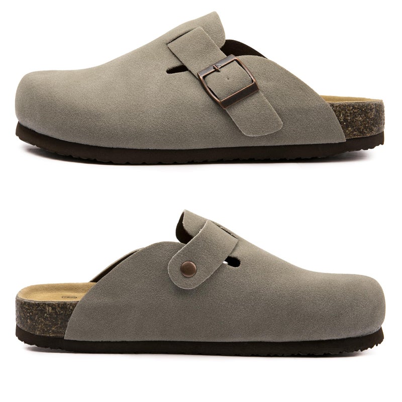 Vayfio Womenâ€˜s Suede Clogs Potato Shoes Cork Footbed Sandals Comfort Mules with Arch Support Slip On Slippers Grey 08 - Image 4