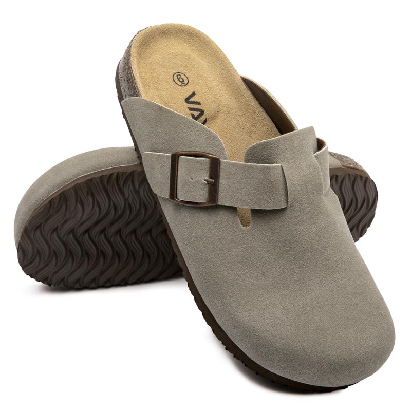 Vayfio Womenâ€˜s Suede Clogs Potato Shoes Cork Footbed Sandals Comfort Mules with Arch Support Slip On Slippers Grey 08 - Image 5