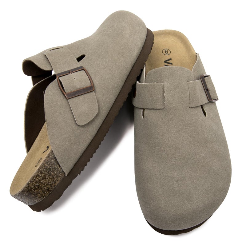 Vayfio Womenâ€˜s Suede Clogs Potato Shoes Cork Footbed Sandals Comfort Mules with Arch Support Slip On Slippers Grey 08 - Image 3