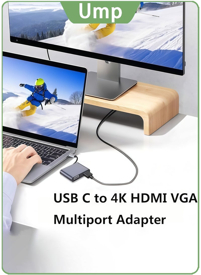 Ump USB-C 2-in-1 HDMI + VGA Adapter 4K Ultra HD Dual Display Converter for MacBook / iPad Pro / MediaHub-C2 - Image 4