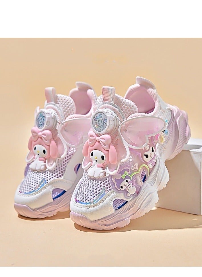 Flashing Light Rotating Button Sports Shoes, Lightweight Sole, New Fashion Mesh Fabric, Medium Size Children's Casual Shoes - Image 2