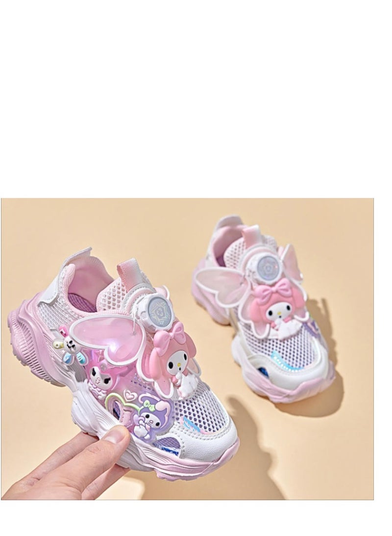 Flashing Light Rotating Button Sports Shoes, Lightweight Sole, New Fashion Mesh Fabric, Medium Size Children's Casual Shoes - Image 4