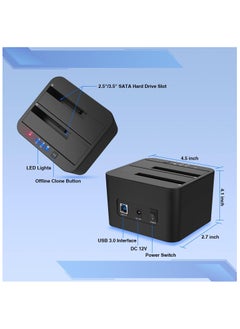 FIDECO HDD Docking Station, USB 3.0 Hard Drive Docking Station for 2.5 and 3.5 Inch SATA HDD/SSD, Dual Bay Offline Clone Support  - Image 2