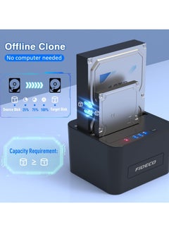 FIDECO HDD Docking Station, USB 3.0 Hard Drive Docking Station for 2.5 and 3.5 Inch SATA HDD/SSD, Dual Bay Offline Clone Support  - Image 3
