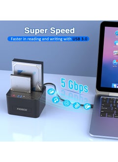 FIDECO HDD Docking Station, USB 3.0 Hard Drive Docking Station for 2.5 and 3.5 Inch SATA HDD/SSD, Dual Bay Offline Clone Support  - Image 4