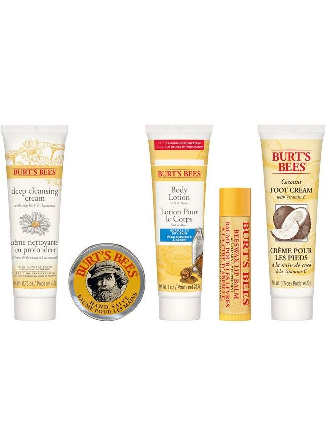 Burt'S Bees Gift Set, 5 Essential Prodcuts, Deep Cleansing Cream, Hand Salve, Body Lotion, Foot Cream & Lip Balm, Travel Size - Image 3
