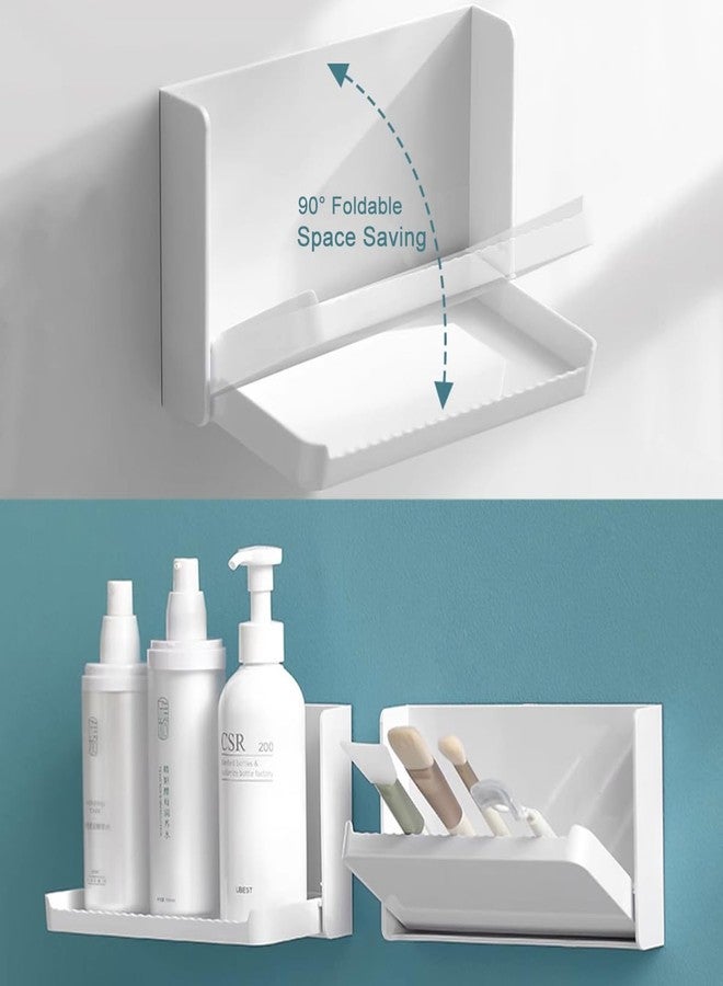 MONOSUGO Small Floating Shelf for Wall, Wall Mounted Foldable Adhesive Shelf, Stick On Mini Shelf, Tiny Single Wall Shelf for Phone, Remote, Earphone, Little Shelf for Home, Office, Transparent Gray(1 Pcs) - Image 4