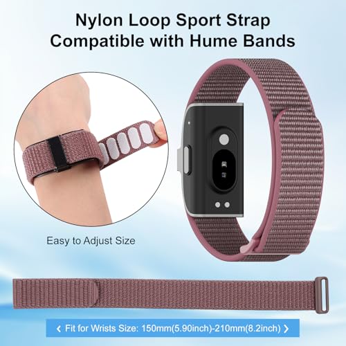 Vigamen Nylon Loop Sport Hume Band Replacement Strap Compatible with Hume Band,Adjustable Soft Wrist Bands for Women Men,Breathable Wristband for Hume Health Band Fitness Tracker,ArmyGreen,SmokeViolet - Image 5