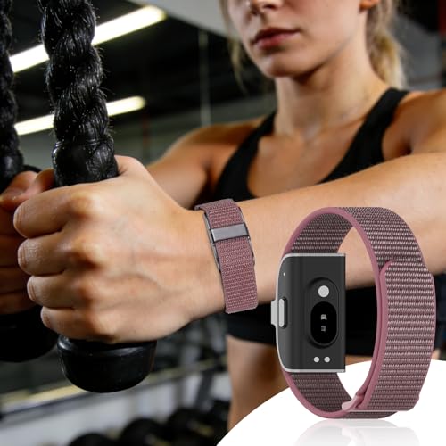Vigamen Nylon Loop Sport Hume Band Replacement Strap Compatible with Hume Band,Adjustable Soft Wrist Bands for Women Men,Breathable Wristband for Hume Health Band Fitness Tracker,ArmyGreen,SmokeViolet - Image 4