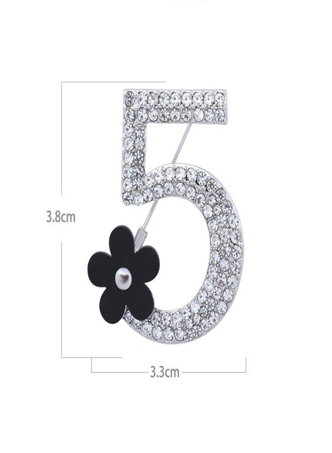 Glamtune Celebrity Design Number Five Brooch Pin Corsage Scarf pin Rhinestones Breast pin for Wedding/Banquet - Image 2