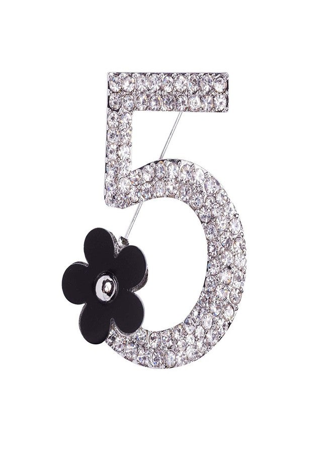 Glamtune Celebrity Design Number Five Brooch Pin Corsage Scarf pin Rhinestones Breast pin for Wedding/Banquet - Image 1