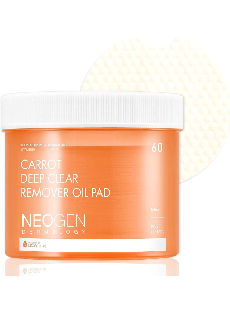 NEOGEN Dermalogy Carrot Deep Clear Remover Oil Pad, 60 Pads (150ml) - Image 1