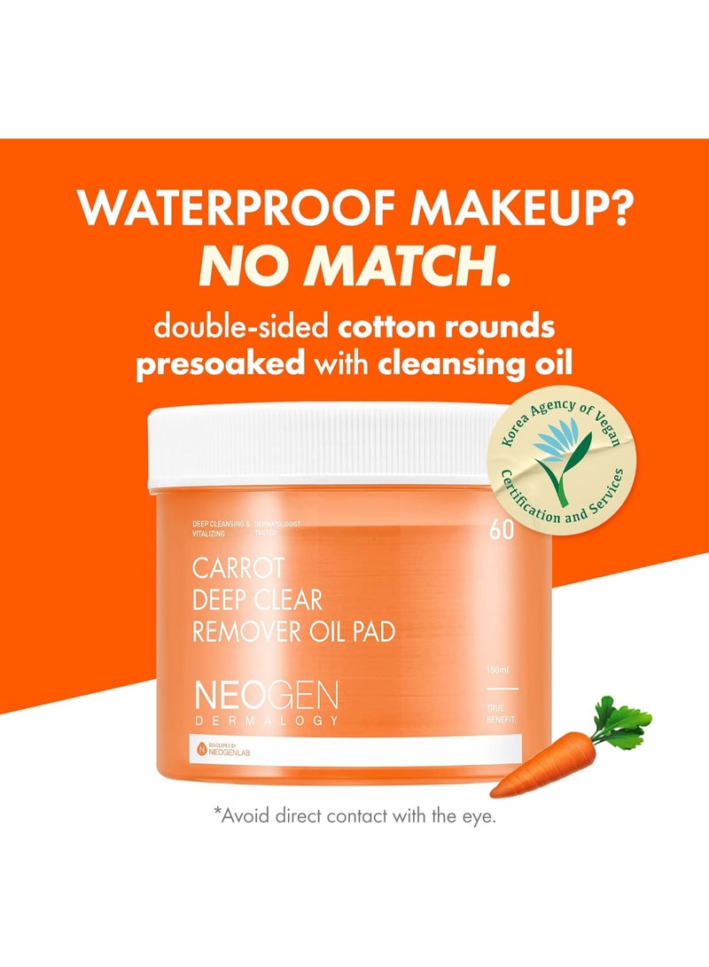 NEOGEN Dermalogy Carrot Deep Clear Remover Oil Pad, 60 Pads (150ml) - Image 2