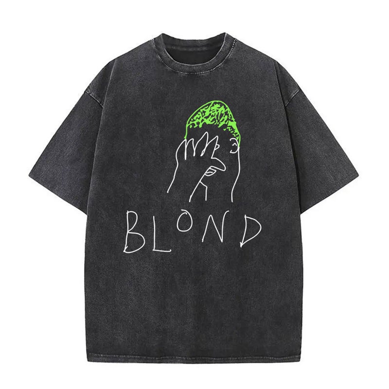 Washed Vintage Frank Fashion T-Shirts Blond Self Control Gra - Image 1