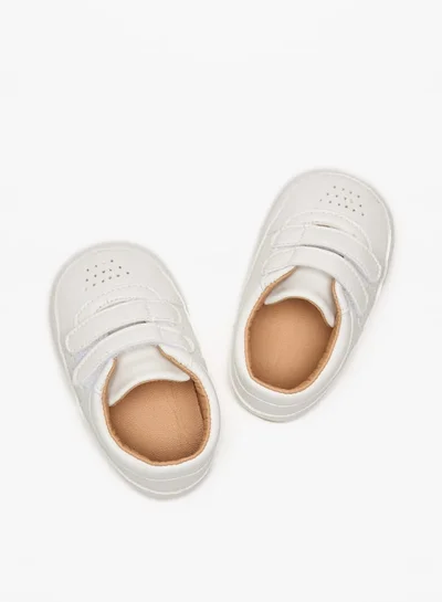 Barefeet Solid Perforated Detail Booties with Hook and Loop Closure
