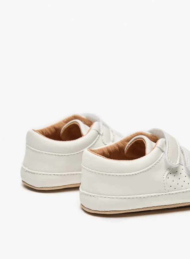 Barefeet Solid Perforated Detail Booties with Hook and Loop Closure