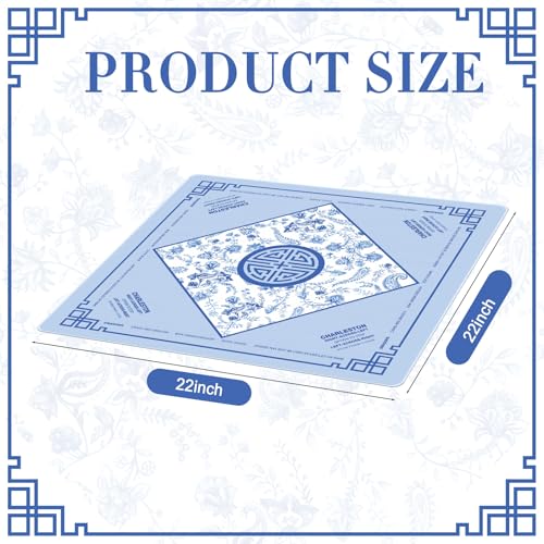 Seenelling 22 x 22 Inch Mini Mahjong Mat with Rules for Travel Set Chinoiserie NonSlip Noise Reduction Game Mat Multi Purpose Game Table Cover for Mahjong Card Board Tile Games - Image 5